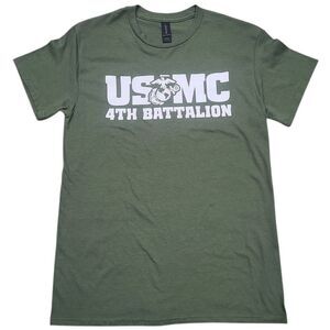 Marine Corps 4th Battalion Large Front and Back Logo Tee (Green)